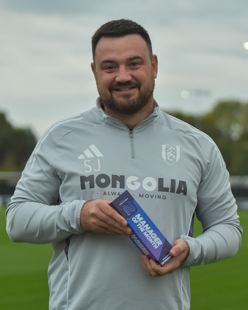 Steve Jaye with the FA Women's National League Division One Manager of the Month award