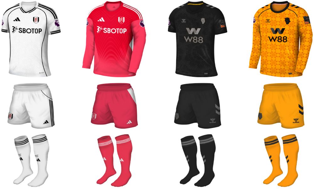 Fulham v Sunderland kits